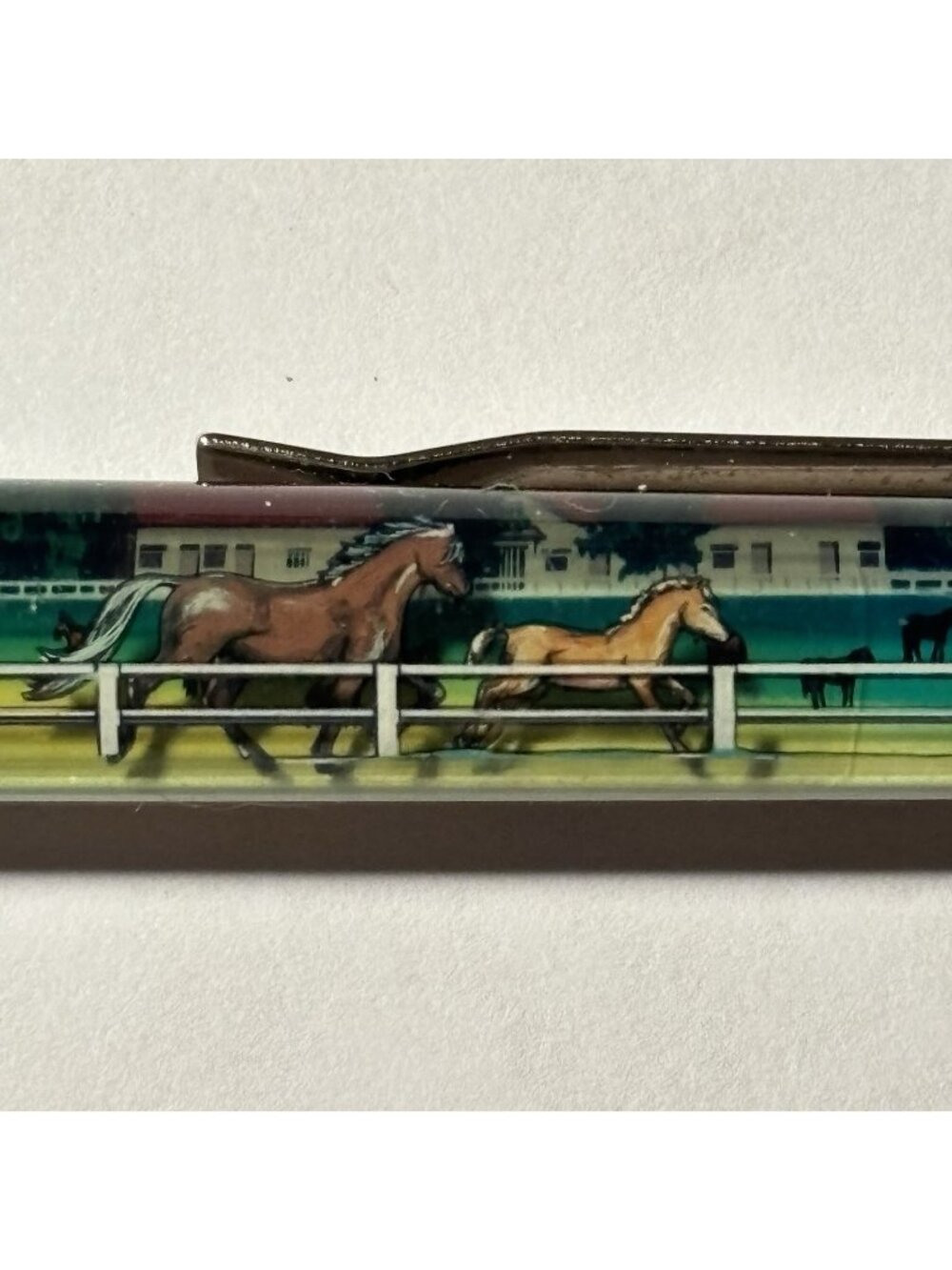 Kentucky Blue Grass Country Floaty Pen Horses Run on Track Souvenir Vintage